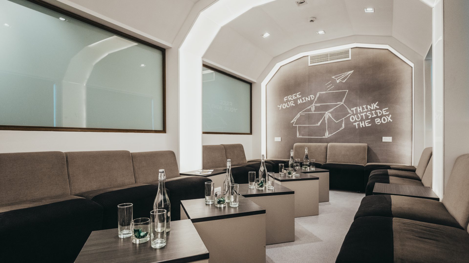 Shared meeting space at Voila Incubator room in Mauritius, designed for collaboration and business networking