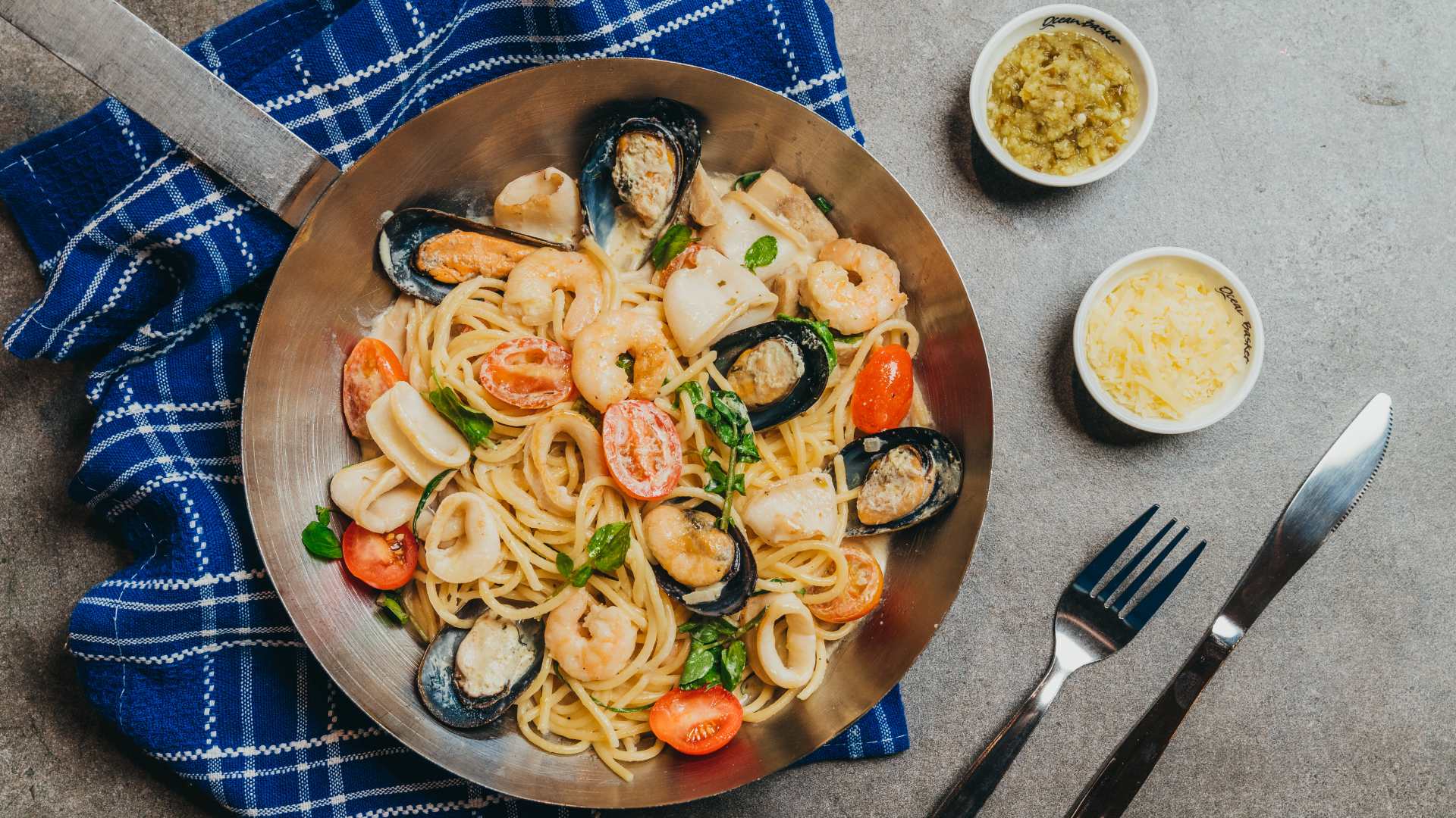 Dining at Ocean Basket restaurant